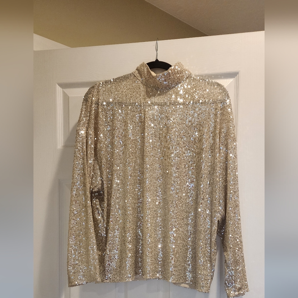 H&M Gold Sequin Blouse